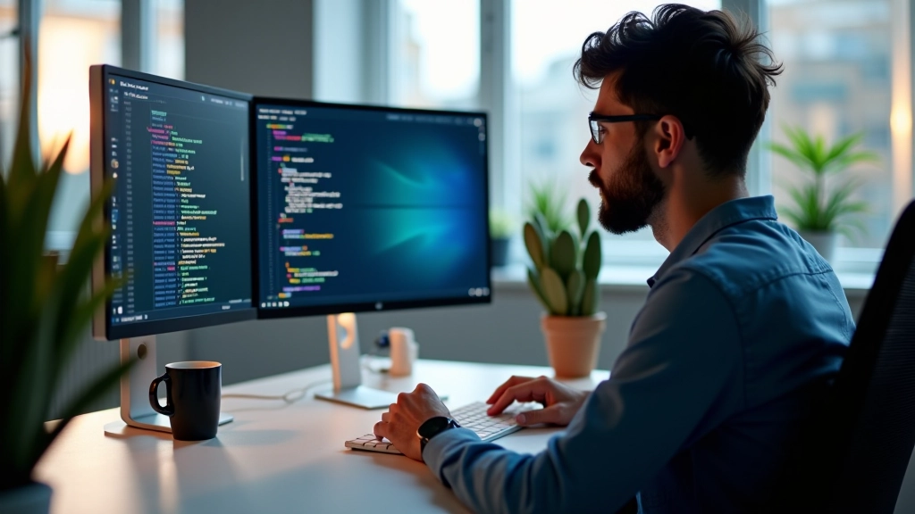 Web vývojář pracující na designu s šikmými prvky